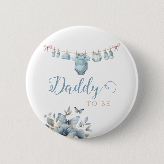 Playful Blue Minimal Baby Outfit Daddy Button Abze (Vorderseite)
