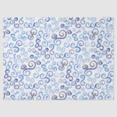 Playful Blue Painted Curves Seidenpapier (Vorderseite)