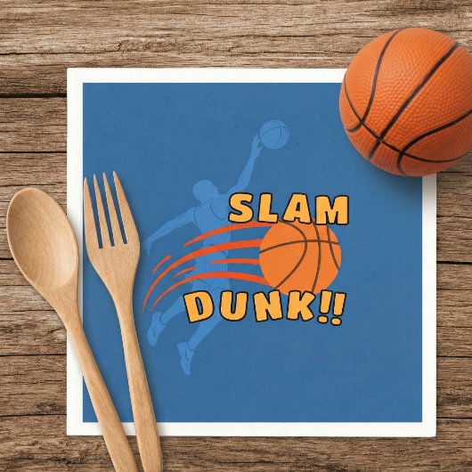 Playful Blue Slam Dunk Basketball Geburtstag Serviette