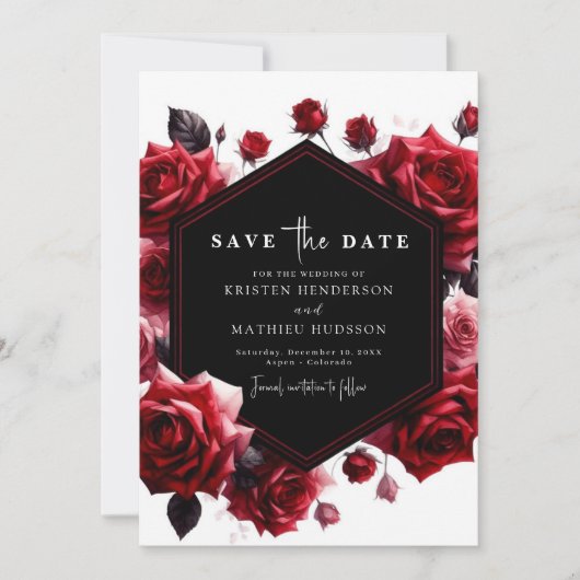 Playful Boho Crimson Red Wedding Save The Date (Vorderseite)