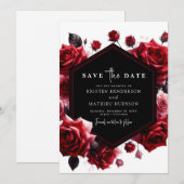 Playful Boho Crimson Red Wedding Save The Date (Vorne/Hinten)