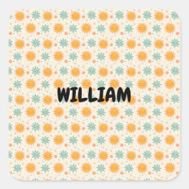 Playful Boho Sun Quadratischer Aufkleber