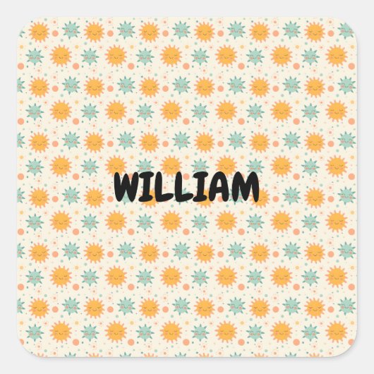 Playful Boho Sun Quadratischer Aufkleber (Vorderseite)