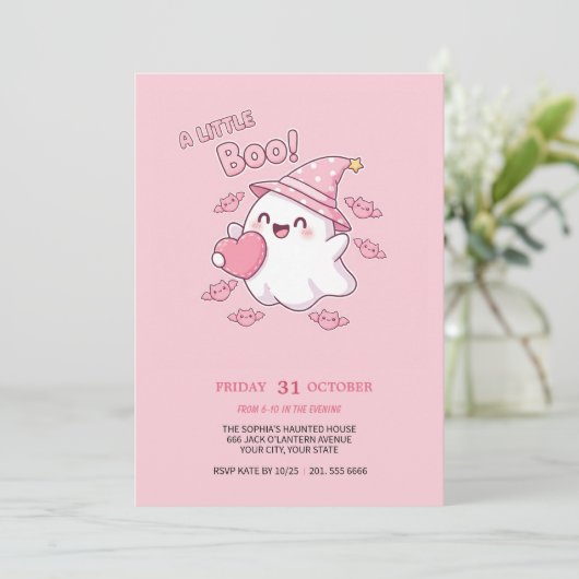 Playful BOO! Halloween-Party Einladung (Stehend Vorderseite)