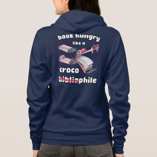 Playful Book Hungrile Croco Bibliophile Zeichnend Hoodie (Rückseite)