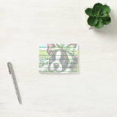 Playful Boston Terrier Puppy mit Green Bow Post-it Klebezettel (Büro)