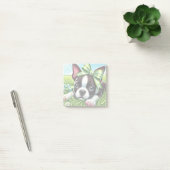 Playful Boston Terrier Puppy mit Green Bow Post-it Klebezettel (Büro)