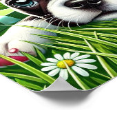 Playful Boston Terrier Puppy mit Green Bow Poster (Ecke)