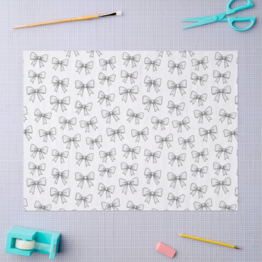 Playful Bow Doodle Pattern Neutral  Seidenpapier (Basteln)