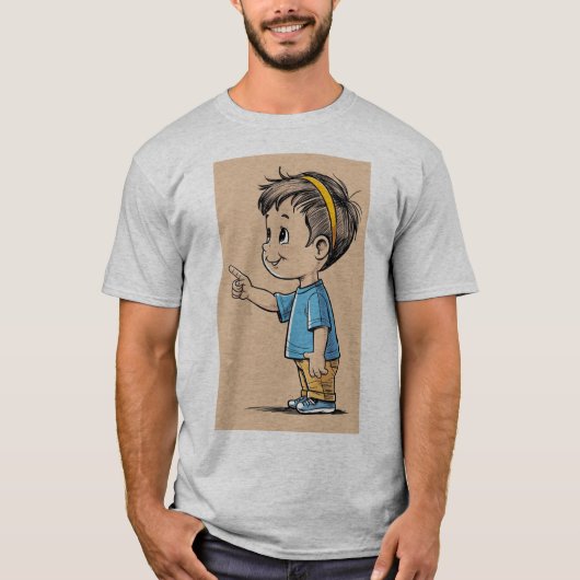 Playful Boy Reaching Forward T - Shirt (Vorderseite)