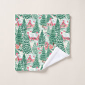 Playful bright pink green Christmas preppy towel Badhandtuch Set (Waschlappen)