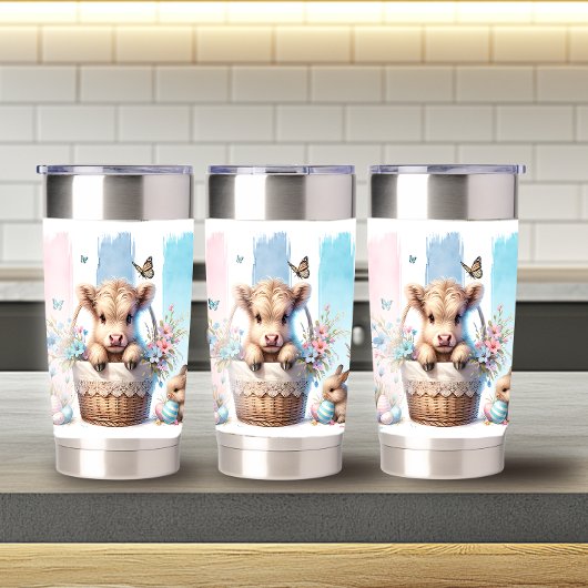 Playful Brushstroke Osterhochland Kuh 20oz Thermobecher