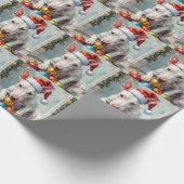 Playful Bull Terrier Dog Guarding Christmas Geschenkpapier (Ecke)