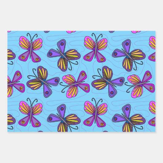 Playful Butterflies Geschenkpapier Set (Vorderseite)
