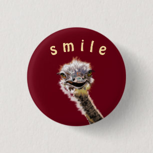 Playful Button Happy Ostrich - Lächeln