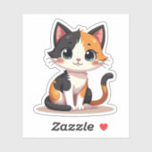 Playful Calico Cat - Kawaii Chibi Style Aufkleber (Blatt)