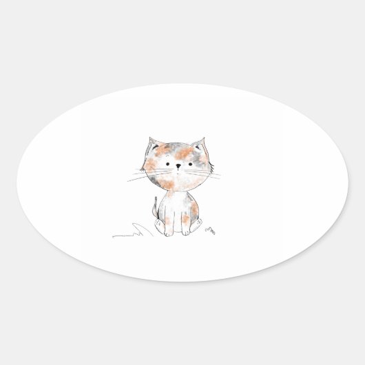 Playful Calico Kitten Oval Sticker (Vorderseite)
