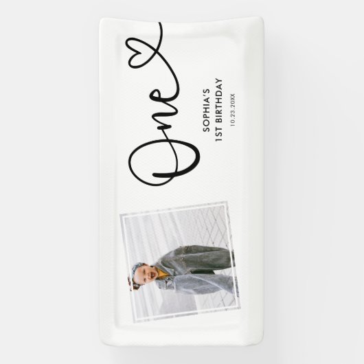 Playful Calligraphy Minimalist 1st Birthday Banner (Vertikal)