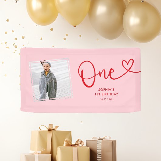 Playful Calligraphy Minimalist 1st Birthday Banner