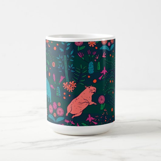 Playful Capybara in the Forest – Tropical Seamless Kaffeetasse (Mittel)