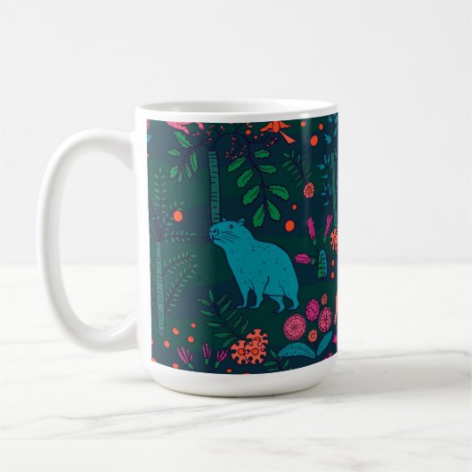 Playful Capybara in the Forest – Tropical Seamless Kaffeetasse (Links)