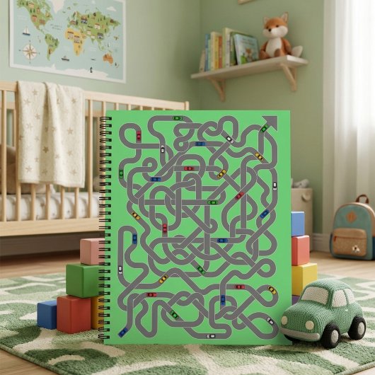 Playful Car Road Map Notebook Notizblock