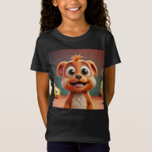 Playful Cartoon Animal T-Shirt for Girls - Bright 