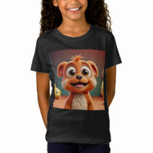 Playful Cartoon Animal T-Shirt for Girls - Bright 