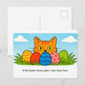 Playful Cartoon Cat Hiding Behind Easter Eggs Postkarte (Vorne/Hinten)