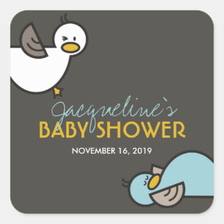 Playful Cartoon Duck Boy Twins Baby Shocker Quadratischer Aufkleber