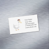 Playful Cartoon Duck with Brown Hat Magnetische Visitenkarte (Beispiel)