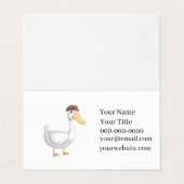 Playful Cartoon Duck with Brown Hat Visitenkarten (Außenseite Aufgefaltet)