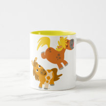 Playful Cartoon Ponies Tasse