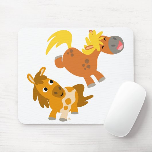 Playful Cartoon-Ponys Mousepad (Mit Mouse)