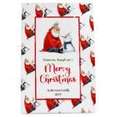 Playful Cartoon Santa Claus bright Christmas Mittlere Geschenktüte (Vorderseite)