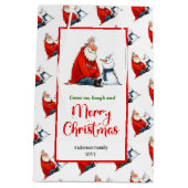 Playful Cartoon Santa Claus bright Christmas Mittlere Geschenktüte (Rückseite)
