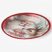 Playful Cartoon Santa Rudolph Holiday Plates Pappteller (Schrägansicht)