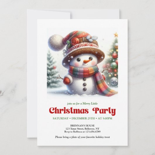 Playful cartoon snowman invite festive fun digital einladung (Vorderseite)