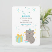 Playful Cat Birthday Einladung (Stehend Vorderseite)