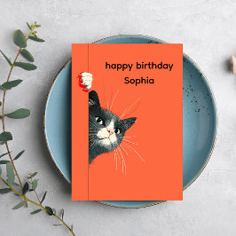 Playful Cat Birthday Greeting Card Karte