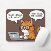 Playful Cat Design Custom Name Mouse Pad Mousepad (Mit Mouse)