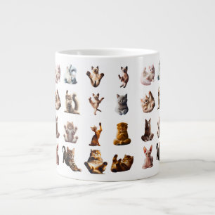 Playful Cat Grid - 16 Illustrated Breeds in Relach Jumbo-Tasse