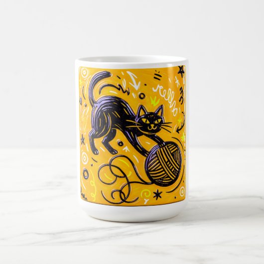 Playful Cat Yarn Ball Kaffeetasse (Mittel)
