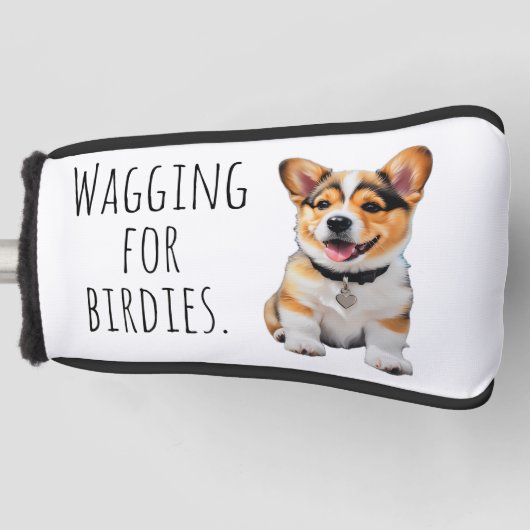 Playful Cheerful Corgi 'Wagging for Birdies' Fun  Golf Headcover (Vorderseite)