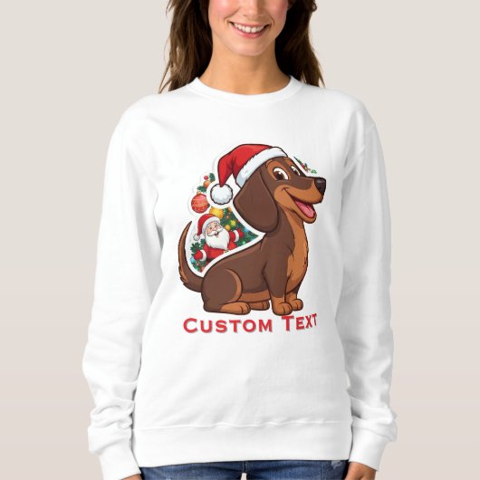 Playful Christmas Dog in Santa Hat Sweatshirt (Vorderseite)
