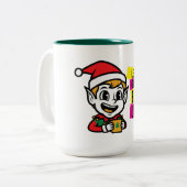 Playful Christmas Elf Zweifarbige Tasse (Vorderseite Links)