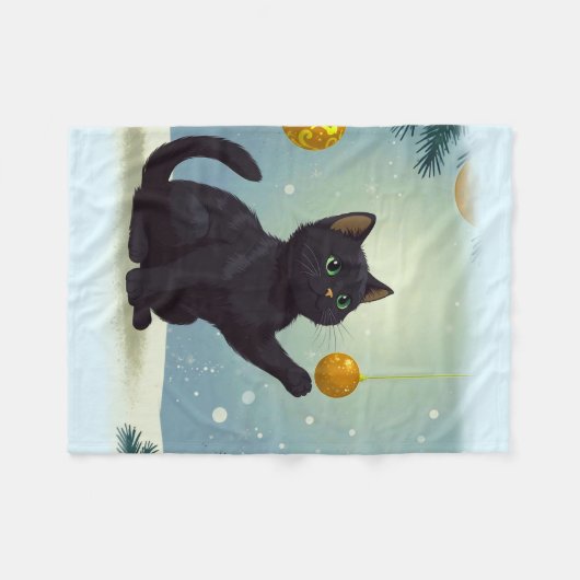 Playful Christmas Kitten Fleecedecke (Vorderseite (Horizontal))