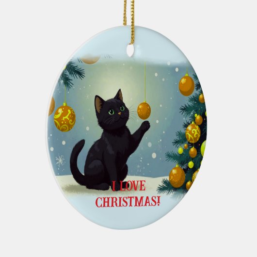 Playful Christmas Kitten Keramik Ornament (Rechts)