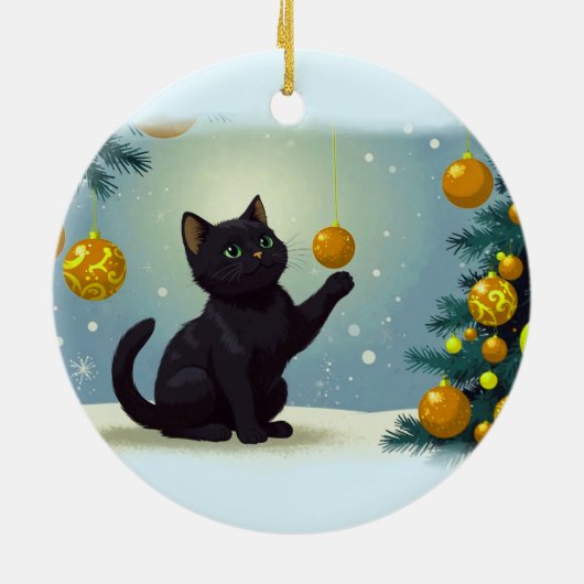 Playful Christmas Kitten Keramik Ornament (Hinten)