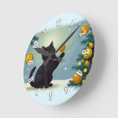 Playful Christmas Kitten Runde Wanduhr (Winkel)